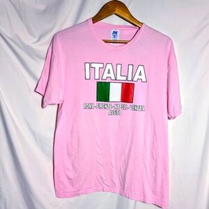 Uni-sex ITALIA Pink Cotton T-shirt Sz XXL‎